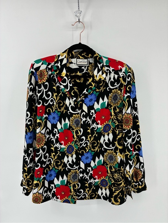 Vintage Tops - VINTAGE!! Carroll Reed Colorful Floral Bold Patterned Blouse Button Up